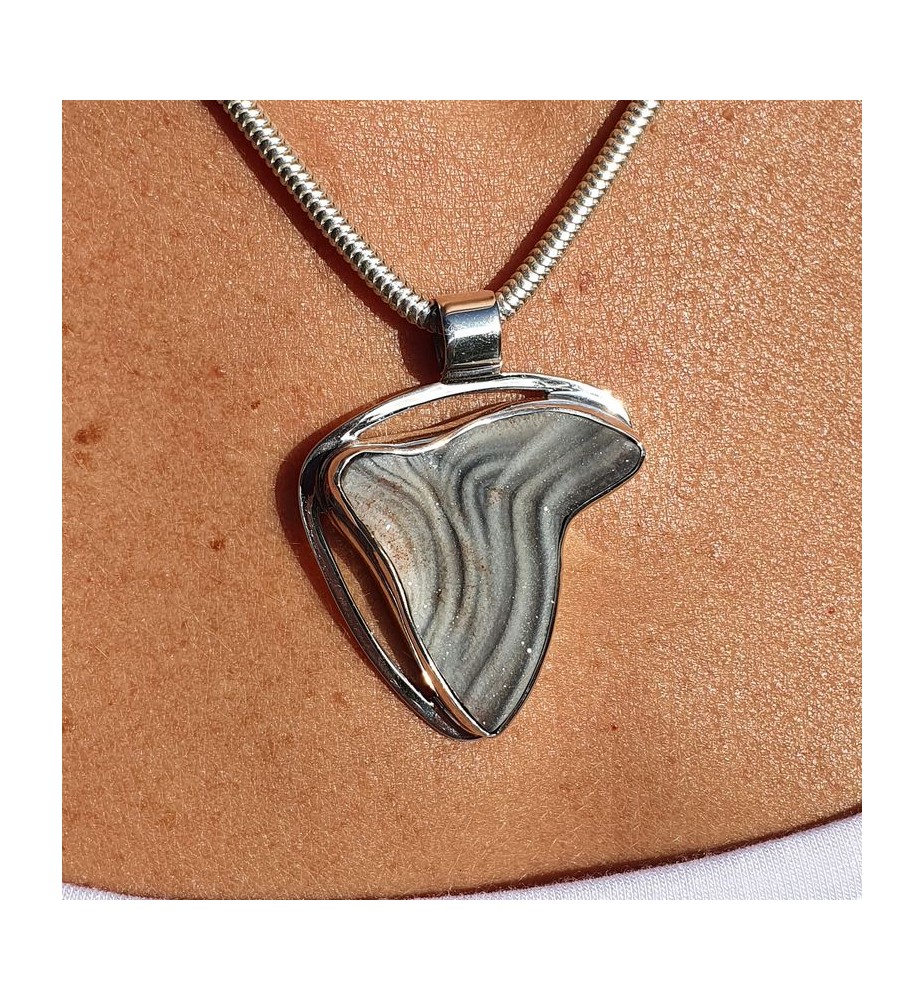 calcédoine bleue pendentif