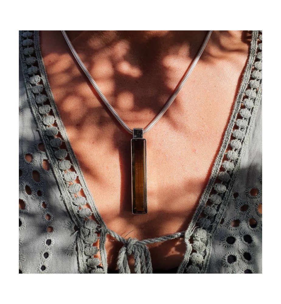 pendentif obsidienne argent