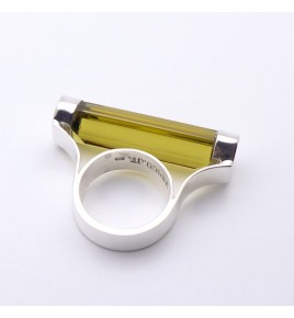 bague argent avec obsidienne jaune