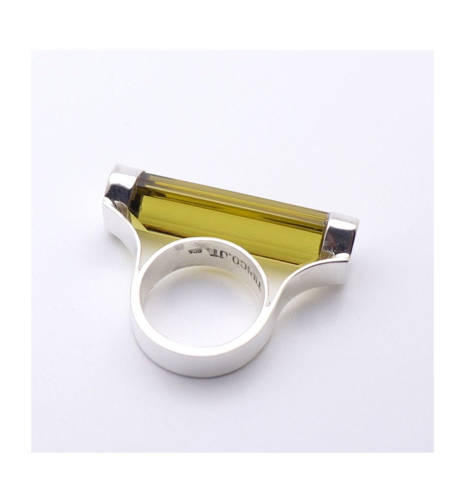 bague argent avec obsidienne jaune