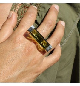 obsidienne bague argent