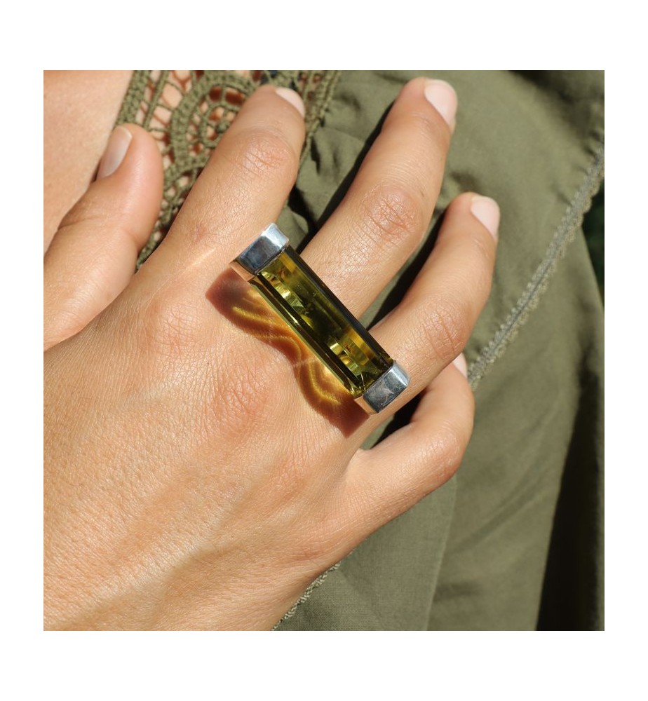 obsidienne bague argent