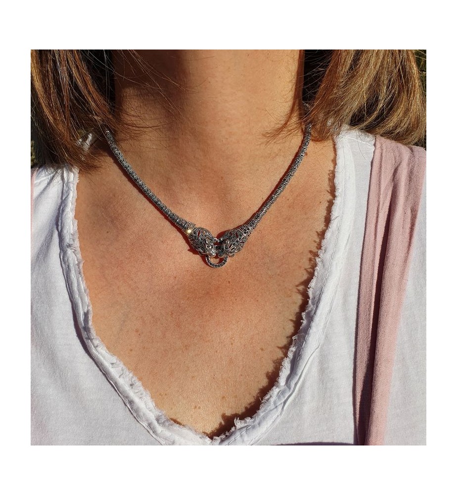 collier argent marcassite