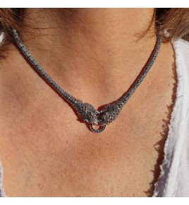 collier argent marcassite panthère