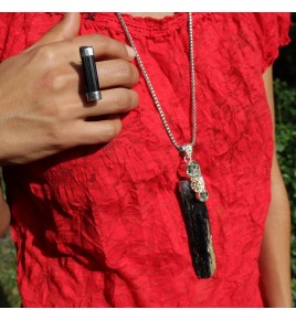 tourmaline brute noire bague