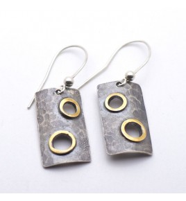 boucle d'oreille rectangle argent