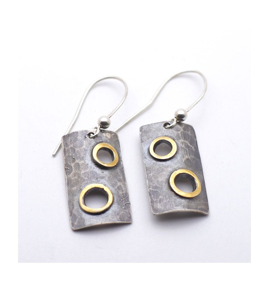 boucle d'oreille rectangle argent