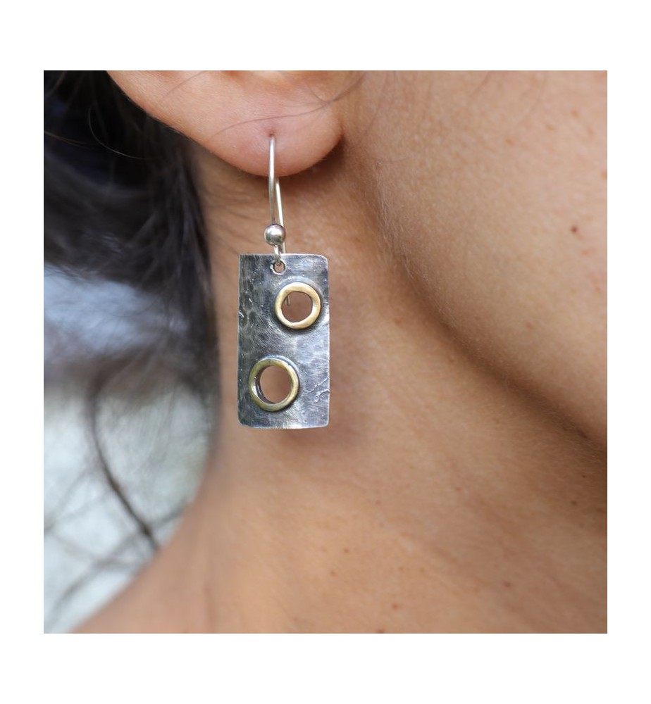 boucles d'oreilles rectangulaires argent