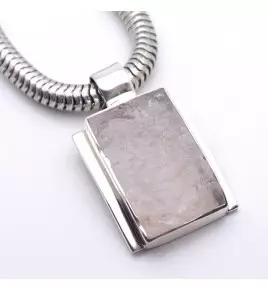 collier argent pendentif quartz rose