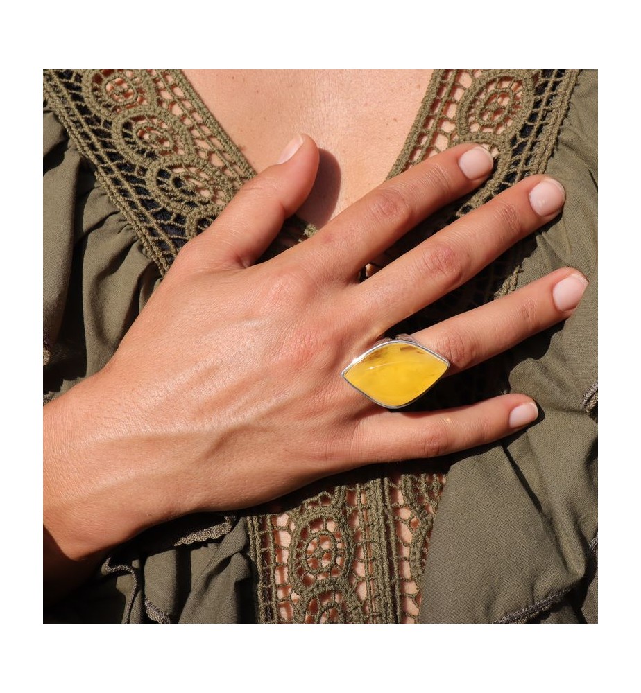 bague ambre argent