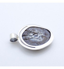 pendentif calcédoine bleue