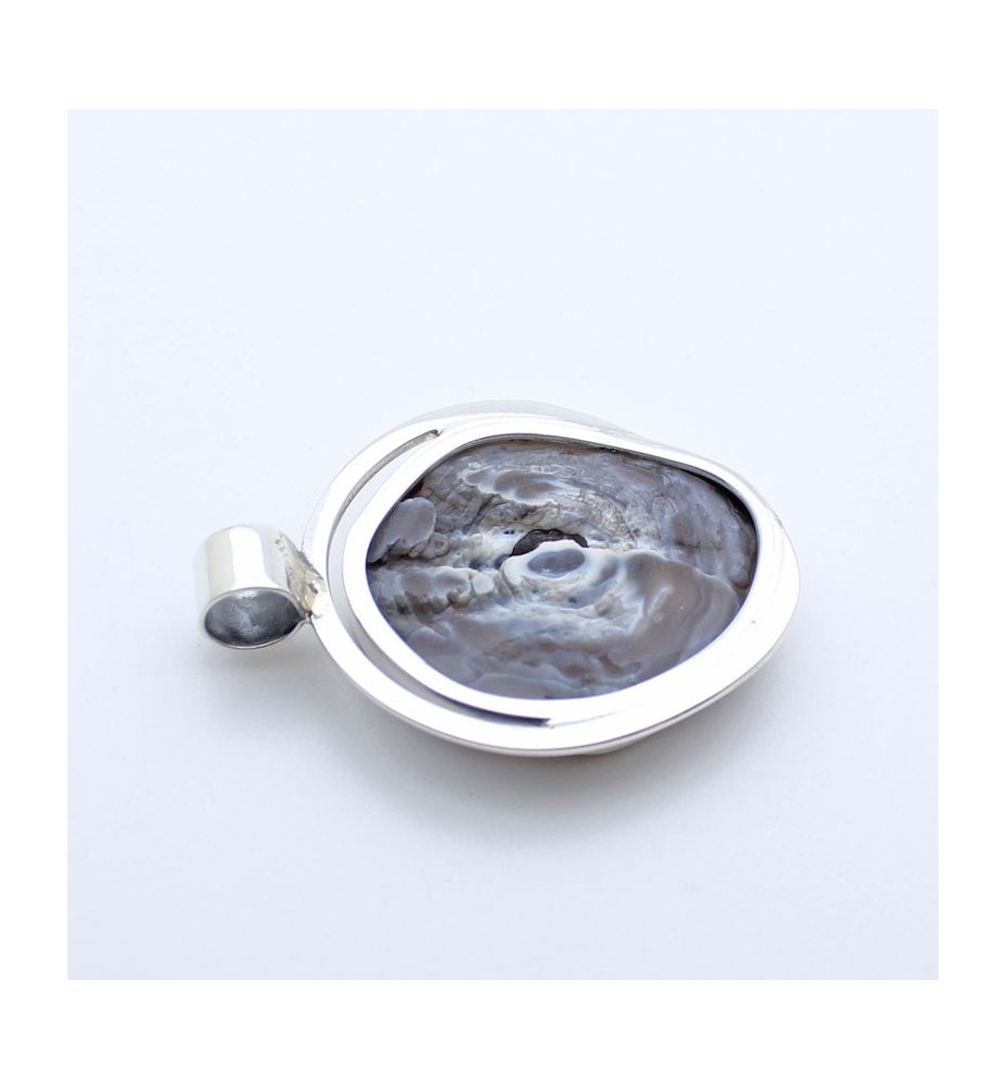 pendentif calcédoine bleue