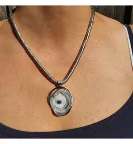 pendentif argent avec pierre calcédoine
