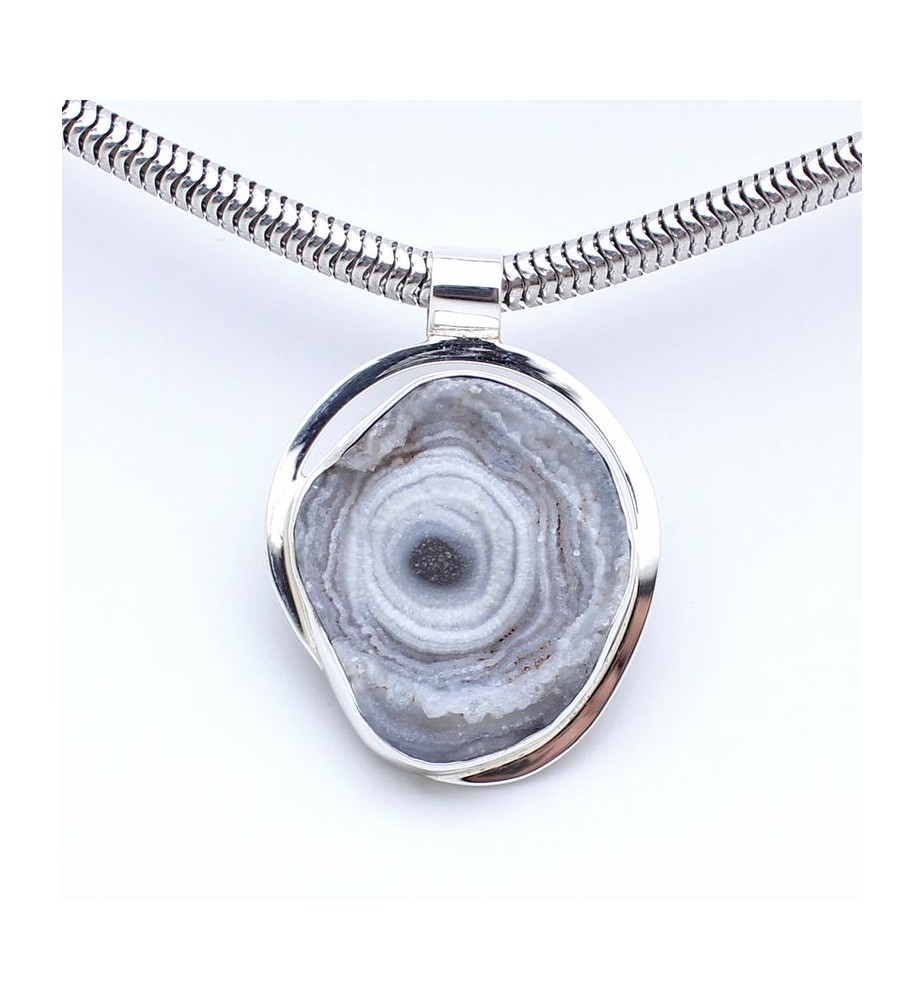 pendentif argent calcédoine