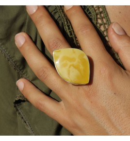 bague ambre jaune