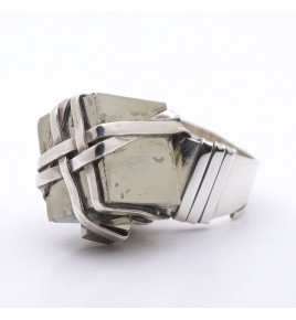 bague pyrite argent