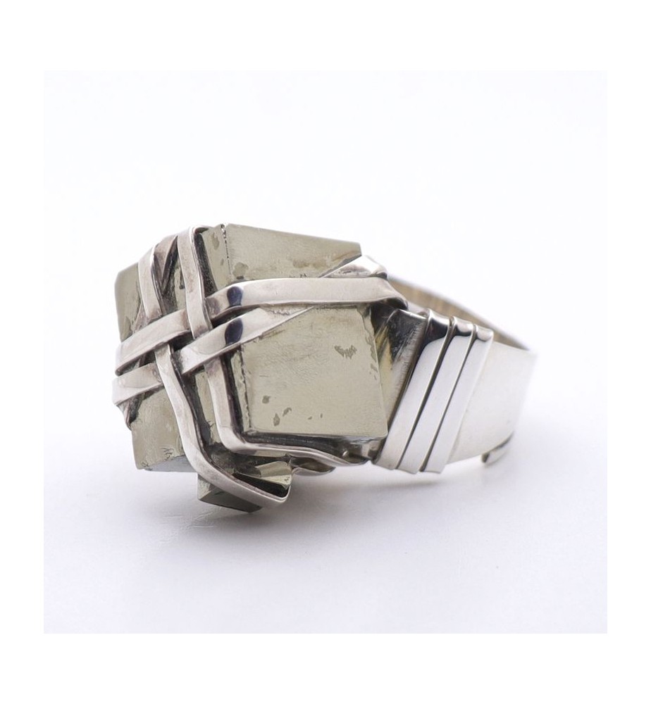 bague pyrite argent