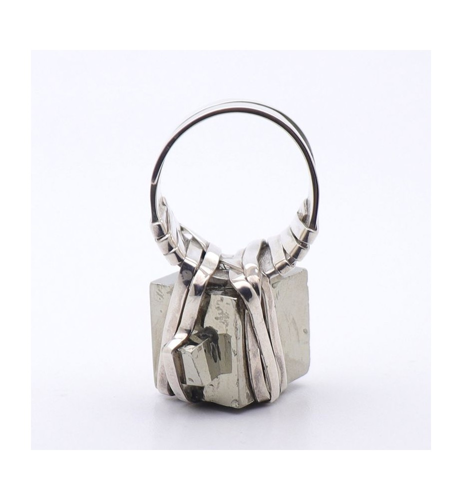 Bague Vintage Cubes De Cristal Montés Sur Argent Massif 925 - Taille 57 - Occasion Très Bon état