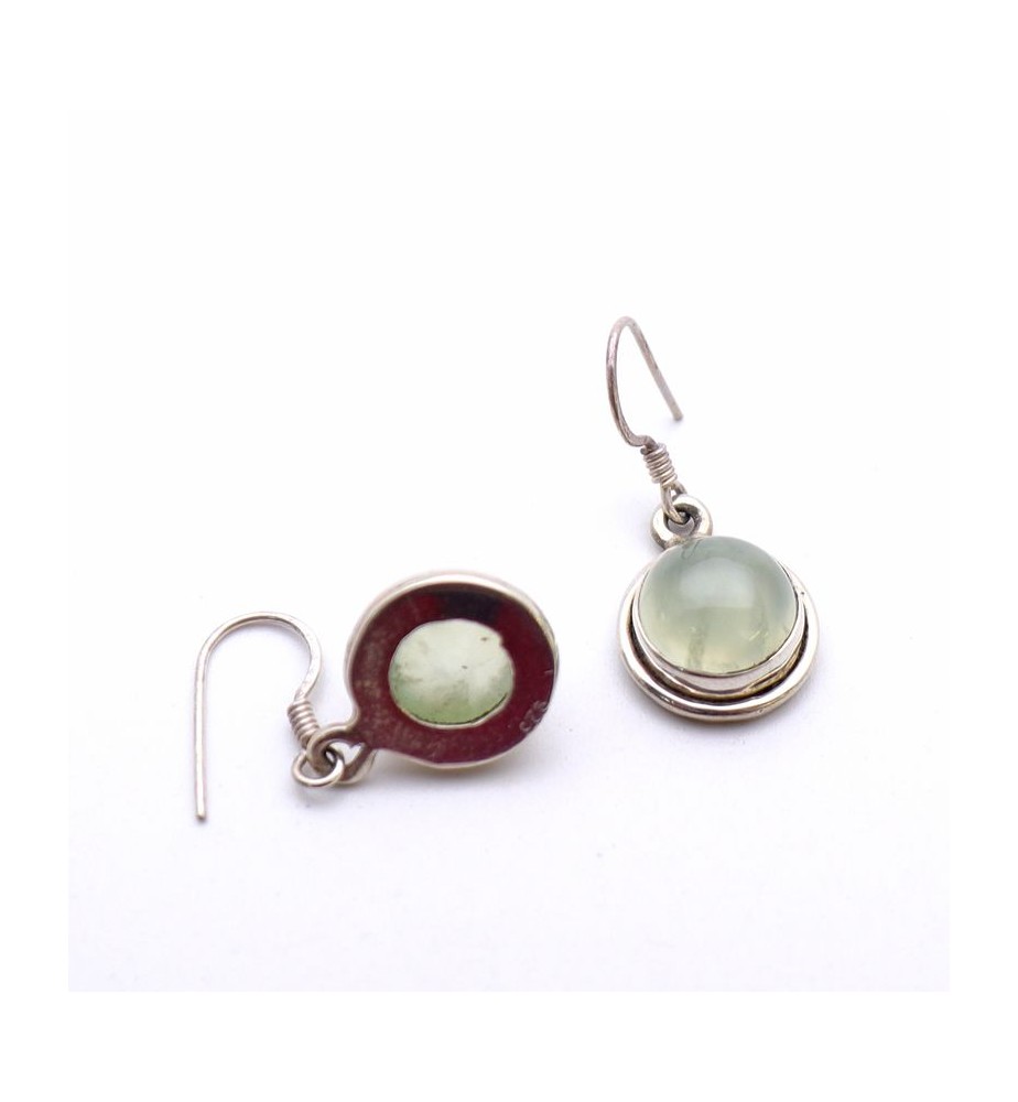 boucles d'oreilles argent prehnite