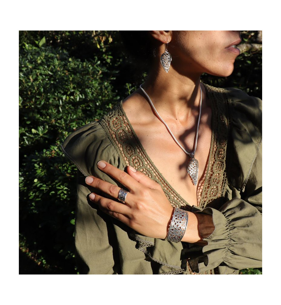 bracelet jonc argent ajouré femme