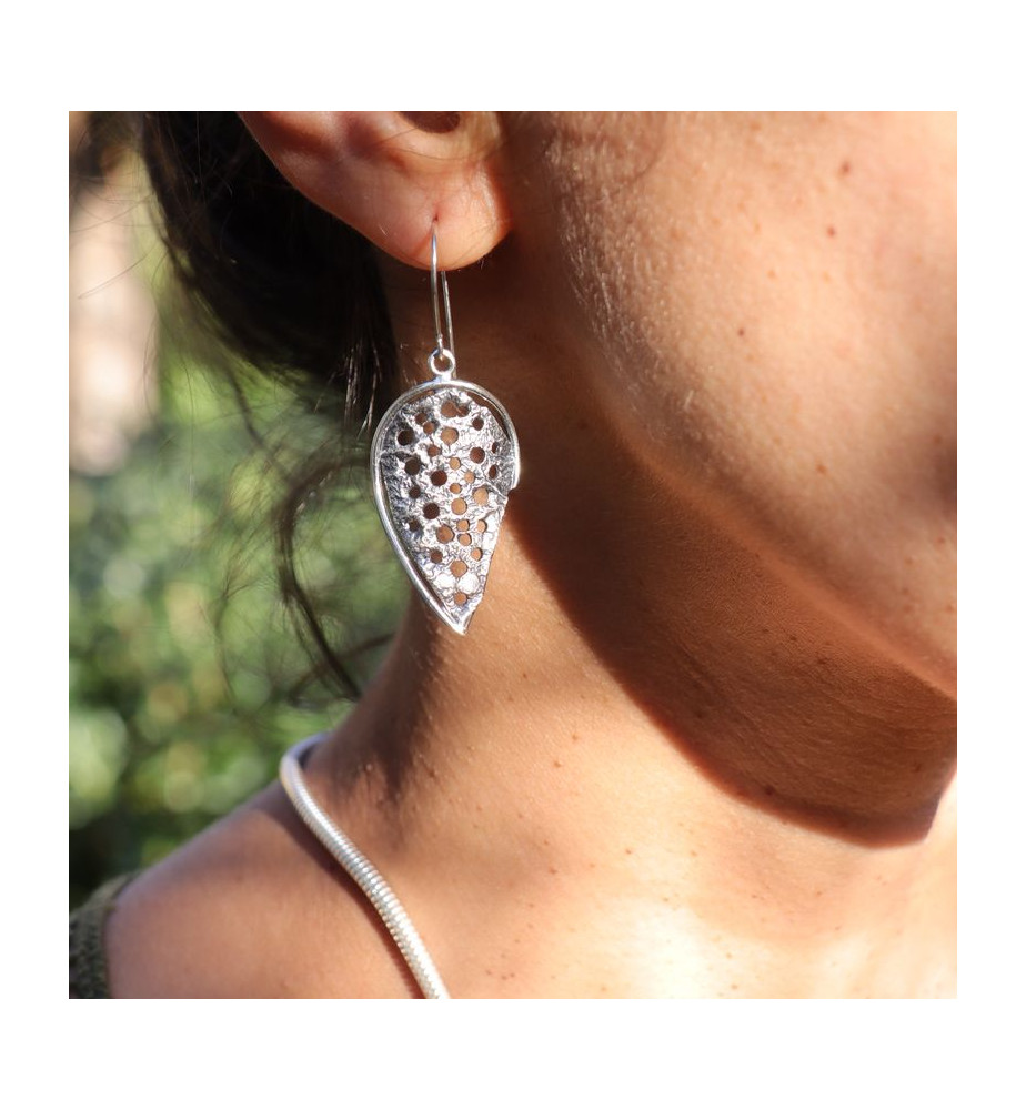 boucle d'oreille argent massif ethnique