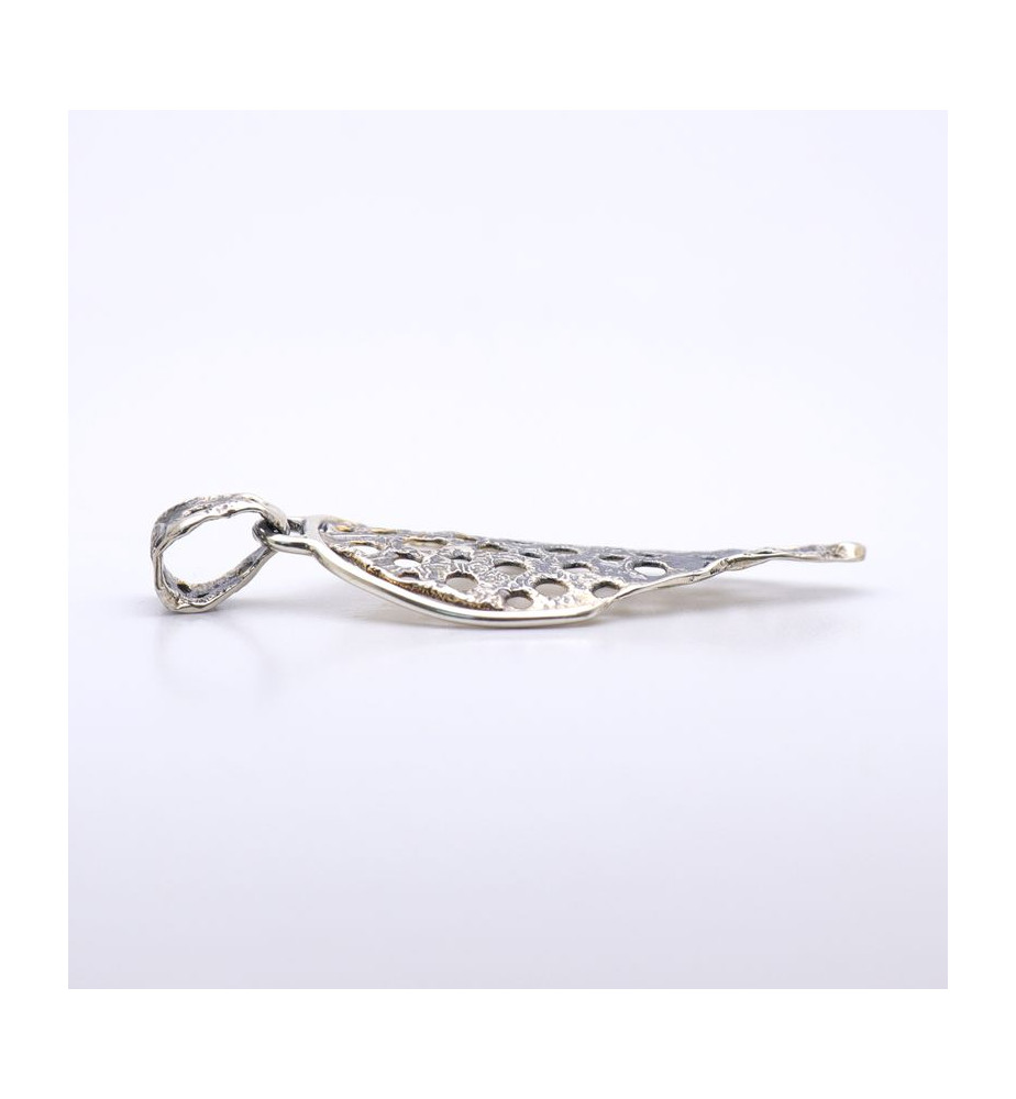 pendentif feuille argent