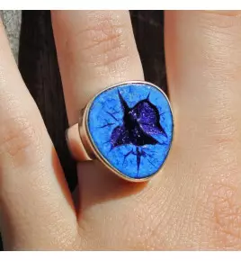 bague azurite bleu