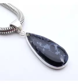 pendentif pierre naturelle et argent