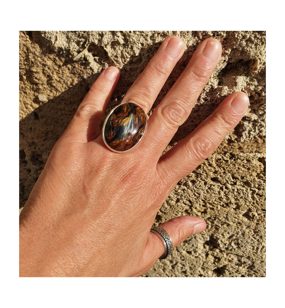 bague pierre multicolore