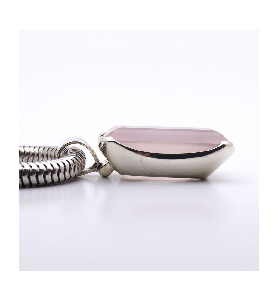 pendentif quartz rose argent
