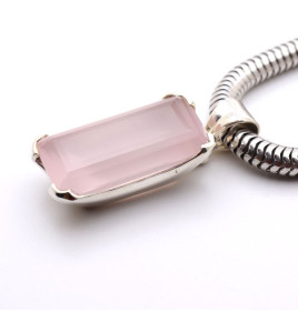pendentif pierre rose argent