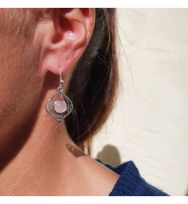 boucles d'oreilles quartz rose