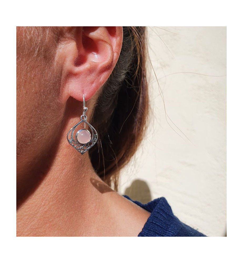 boucles d'oreilles quartz rose