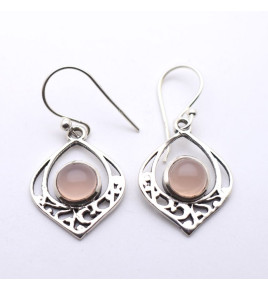 boucles d'oreilles pierre rose