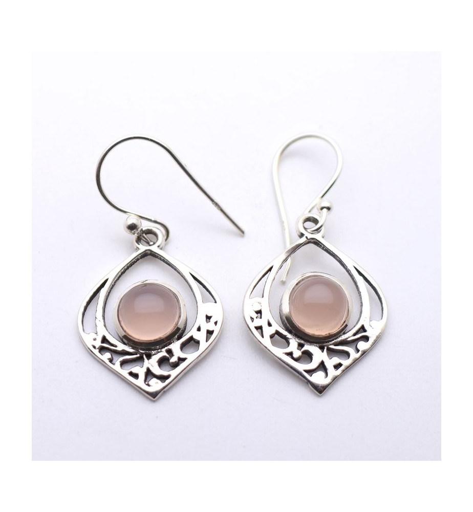 boucles d'oreilles pierre rose
