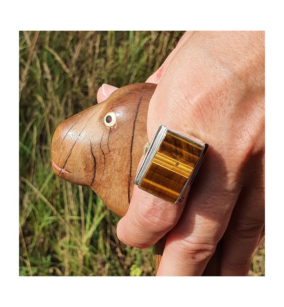 bague oeil de tigre homme