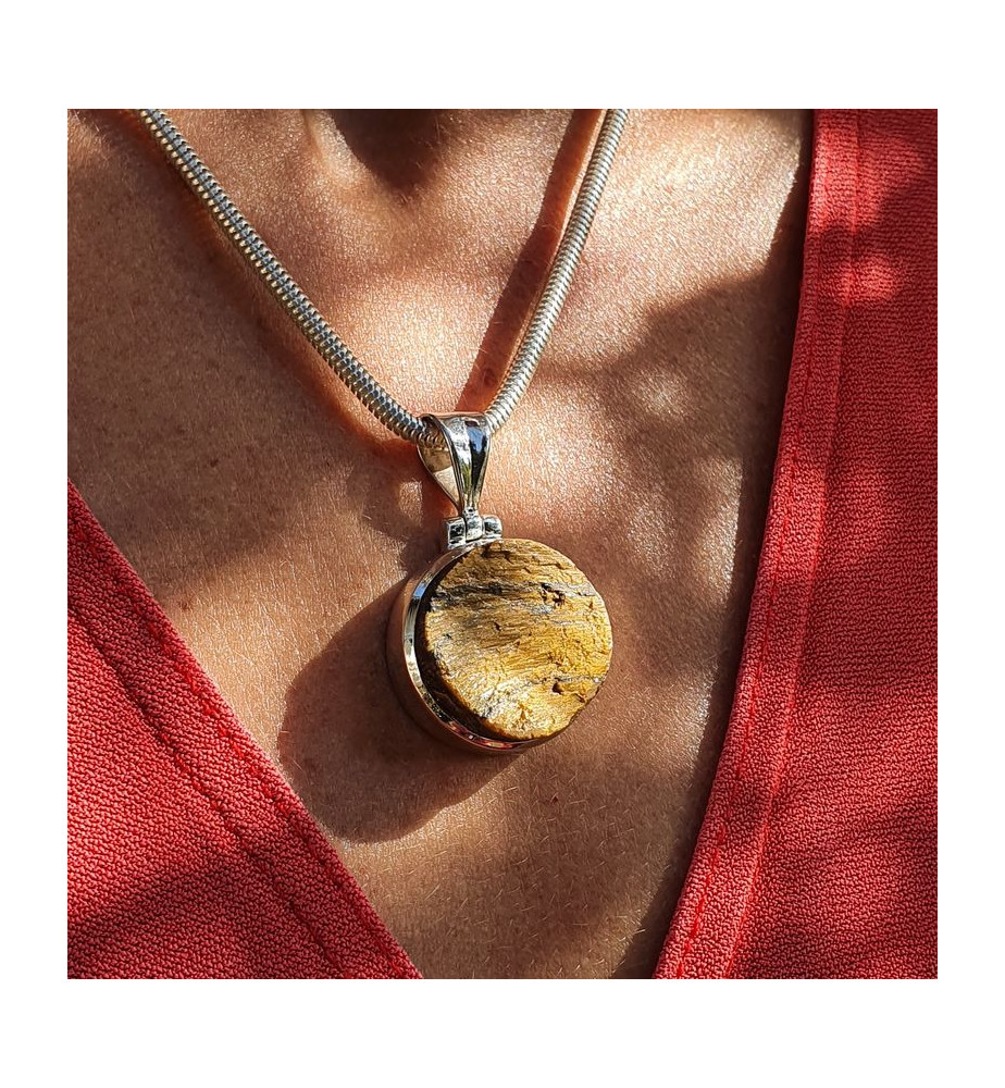 Pendentif En Pierre Naturelle Avec œillet Argent 925 - Choix De Pierres (aventurine, Améthyste, Quartz Rose, Etc.) - Avec Cordon Textile - Fabriqué En Allemagne