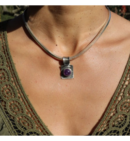 pendentif pierre naturelle et argent