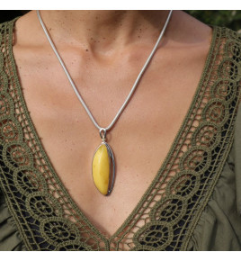 pendentif pierre naturelle jaune