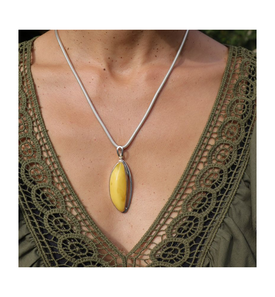 pendentif pierre naturelle jaune