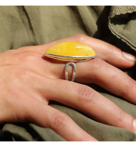 bague ambre jaune