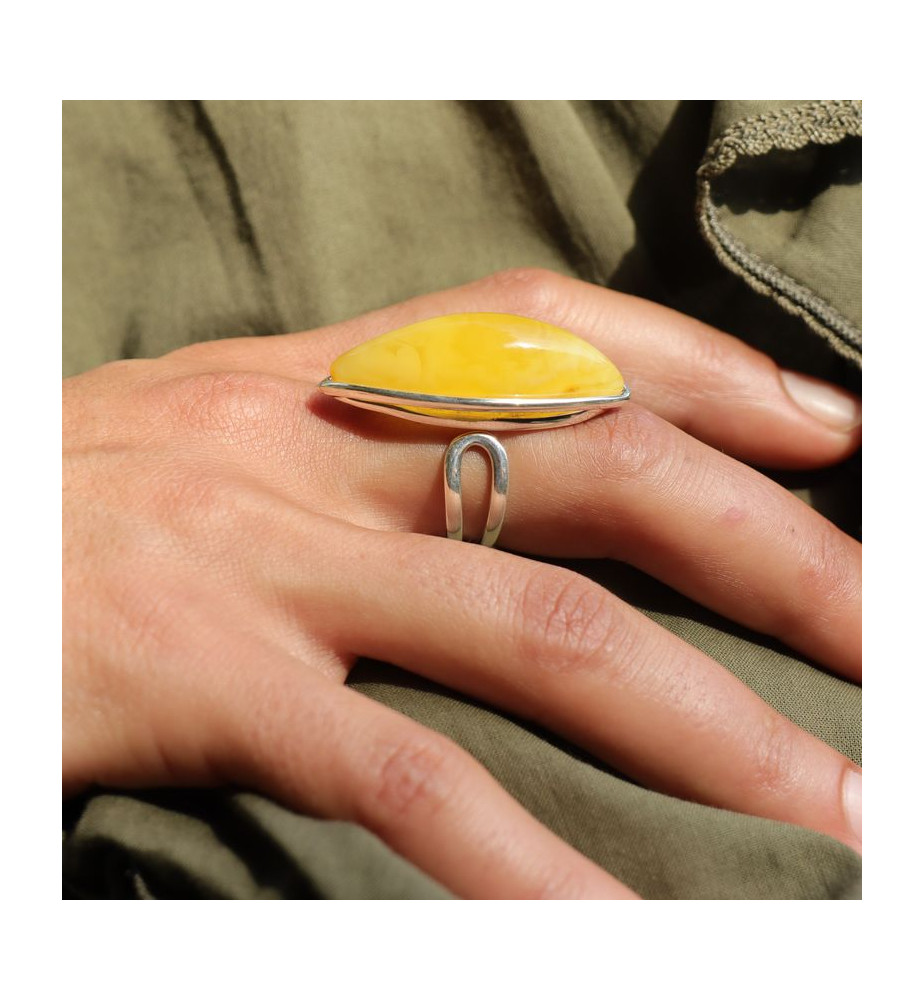 bague ambre jaune