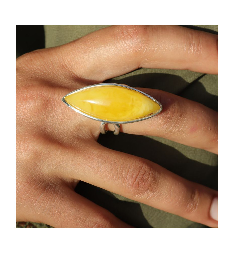 bague argent avec ambre