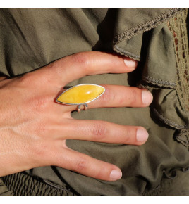 bague argent et ambre artisanal