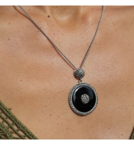 pendentif onyx marcassite argent