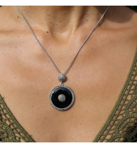 pendentif onyx marcassite argent art déco