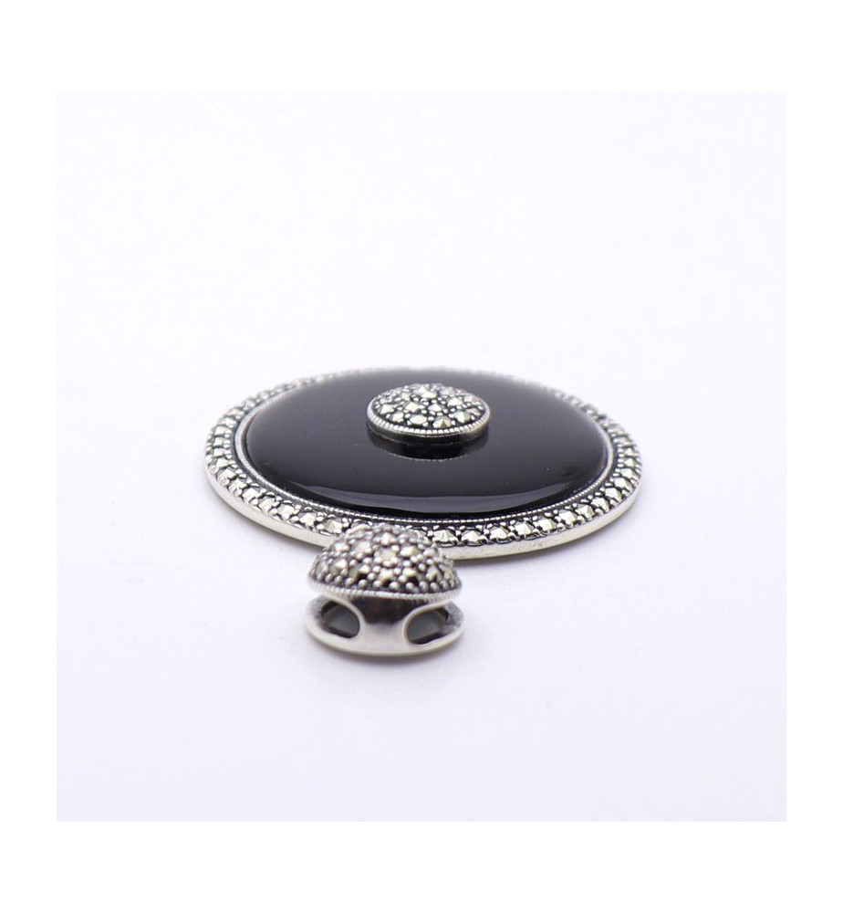 pendentif onyx marcassite argent art deco