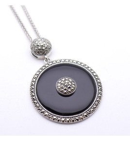 pendentif onyx marcassite art deco