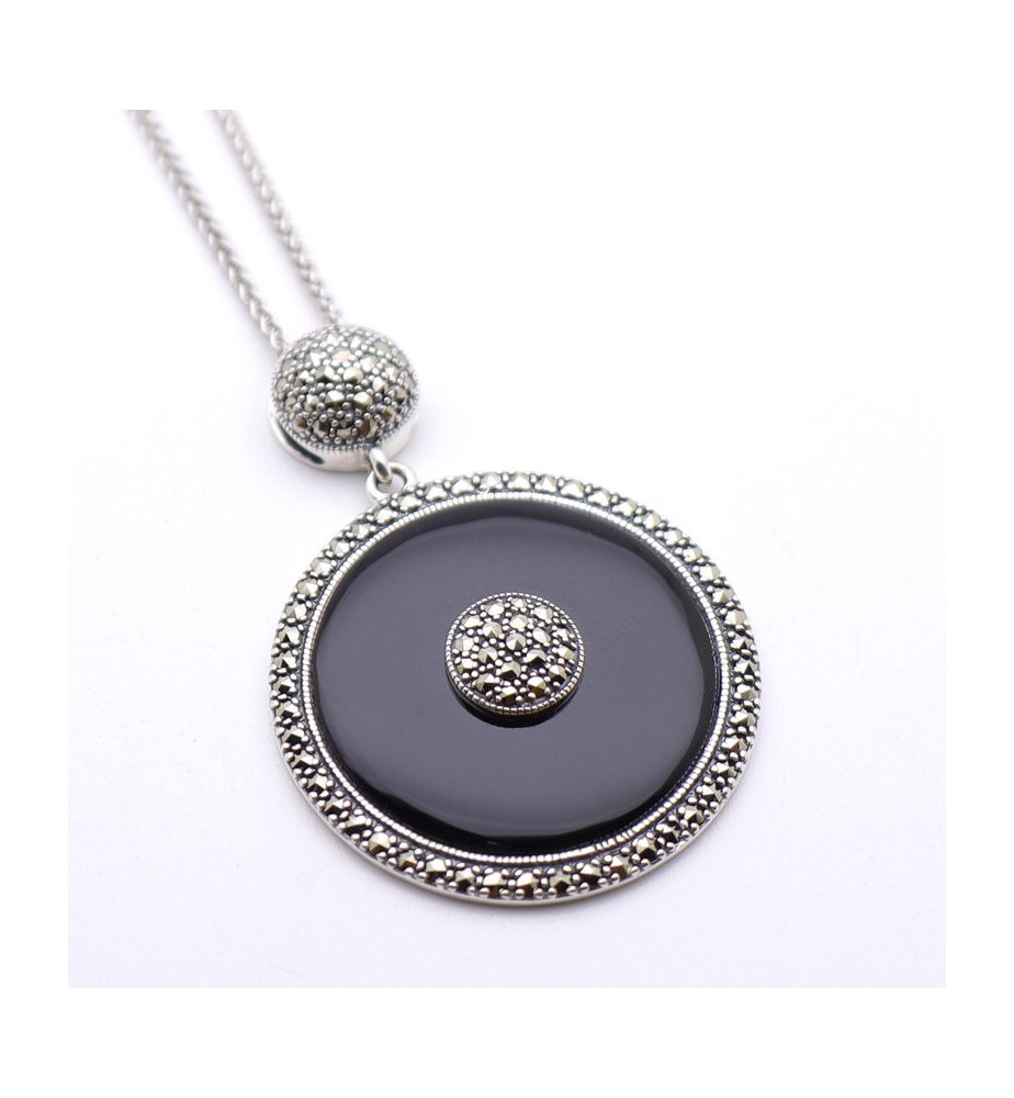 pendentif onyx marcassite art deco