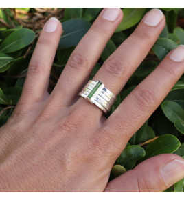 bague argent tourmaline verte
